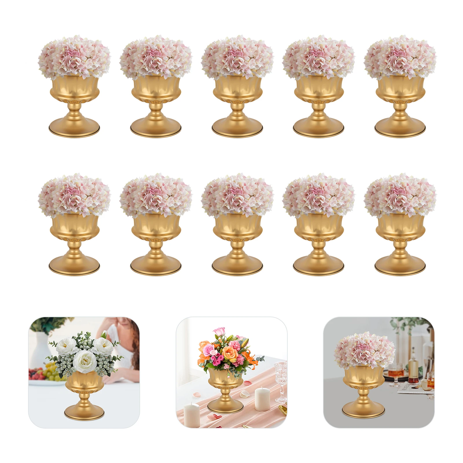 

10Pcs Small Wedding Flower Vase Vintage Gold Trumpet Vases Flower Holder For Wedding Party Tables Centerpieces Decor 5.9Inch