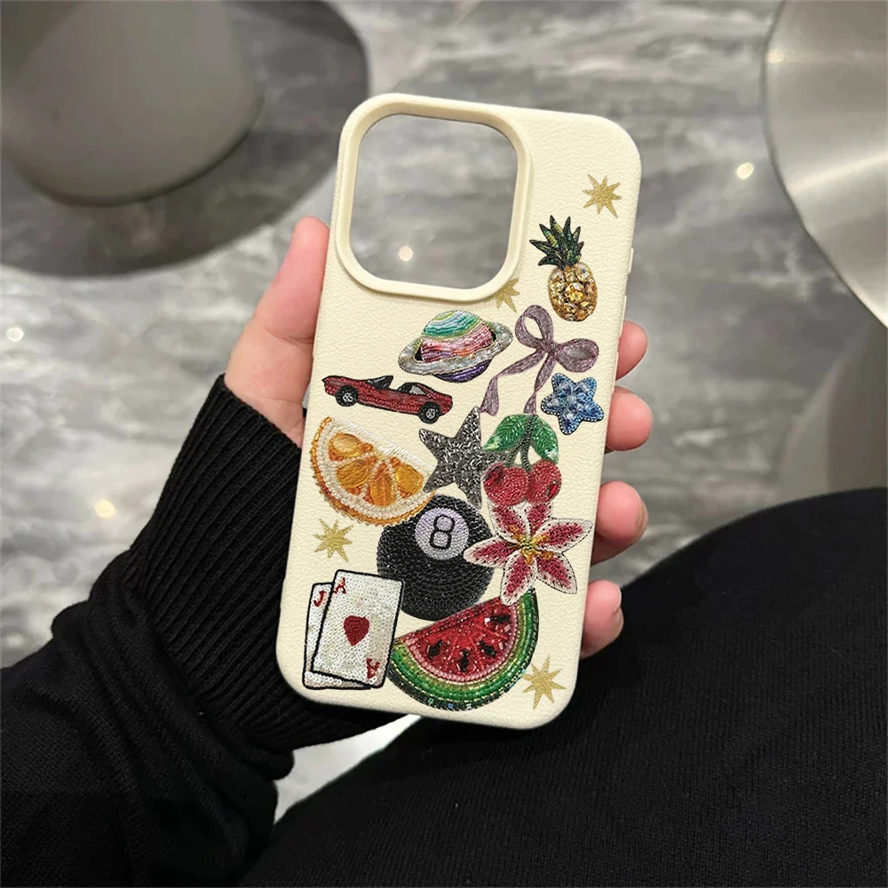 Stickerei-Elemente Handyhülle für iPhone 17 16 15 14 13 12 11 Pro Max 16 15 14 Plus 17 16 15 14 Pro 17Air Silikon Matte Hülle – Detail 5