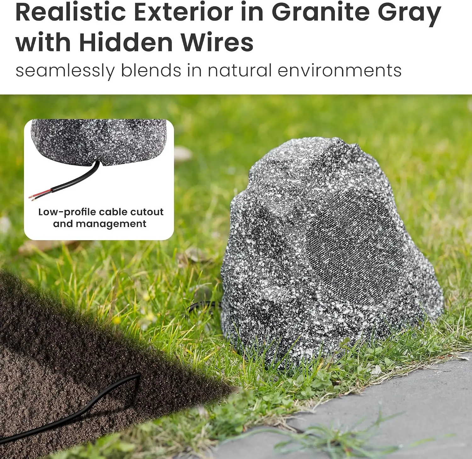 4R4G Outdoor Granite Rock 4 Speaker Set for Deck Pool Spa Patio Garden
