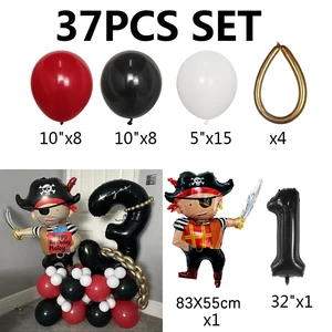 37 pçs conjunto de balões de navio pirata com 30 polegada 0-9 número balão menino festa de aniversário decoração chá de bebê decoração de halloween globos 12 principais vendas barco da moana - №2
