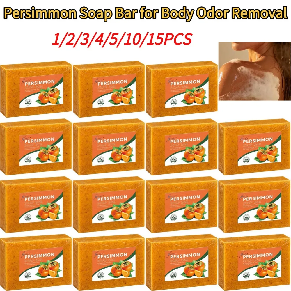 Persimmon Soap Bar Natural Deodorant Cleansing Soap Gentle Body Face Washing Soap For Women Men Odor Removal Gentle Deodorant