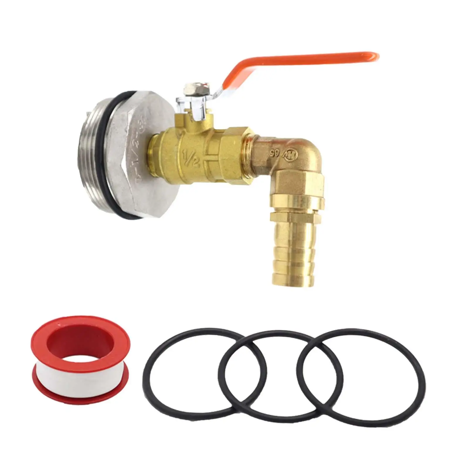 Heavy Duty 2 Inch Brass Drum Faucet with Seal and Tape Spigot Dispenser Valve Kit for 20