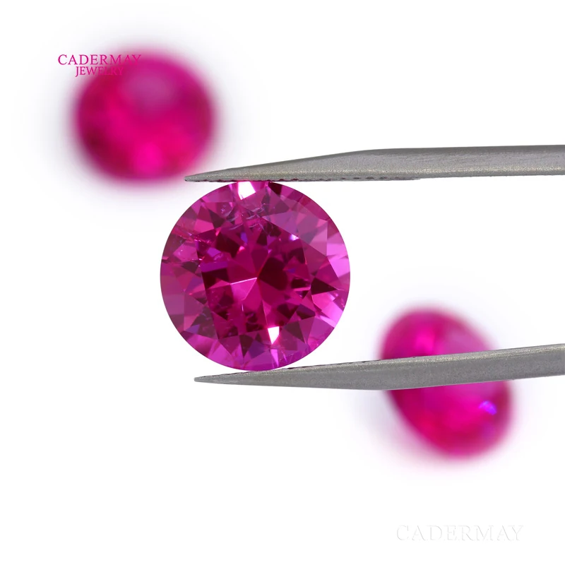Hot Vivid Pink Synthetic Ruby Inclusions 3mm-14mm Round Shape Rose Pink Lab Grown Ruby Loose Gemstones For Jewelry Making