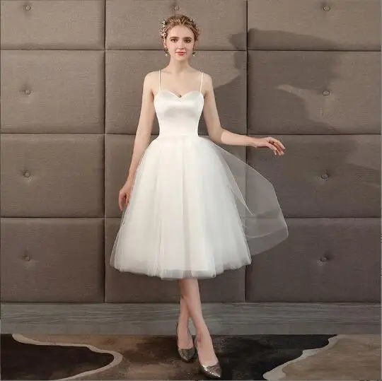 Summer Women's Simple Wedding Dresses Stain And Tulle Vestidos De Novia A-Line Bridal Gown