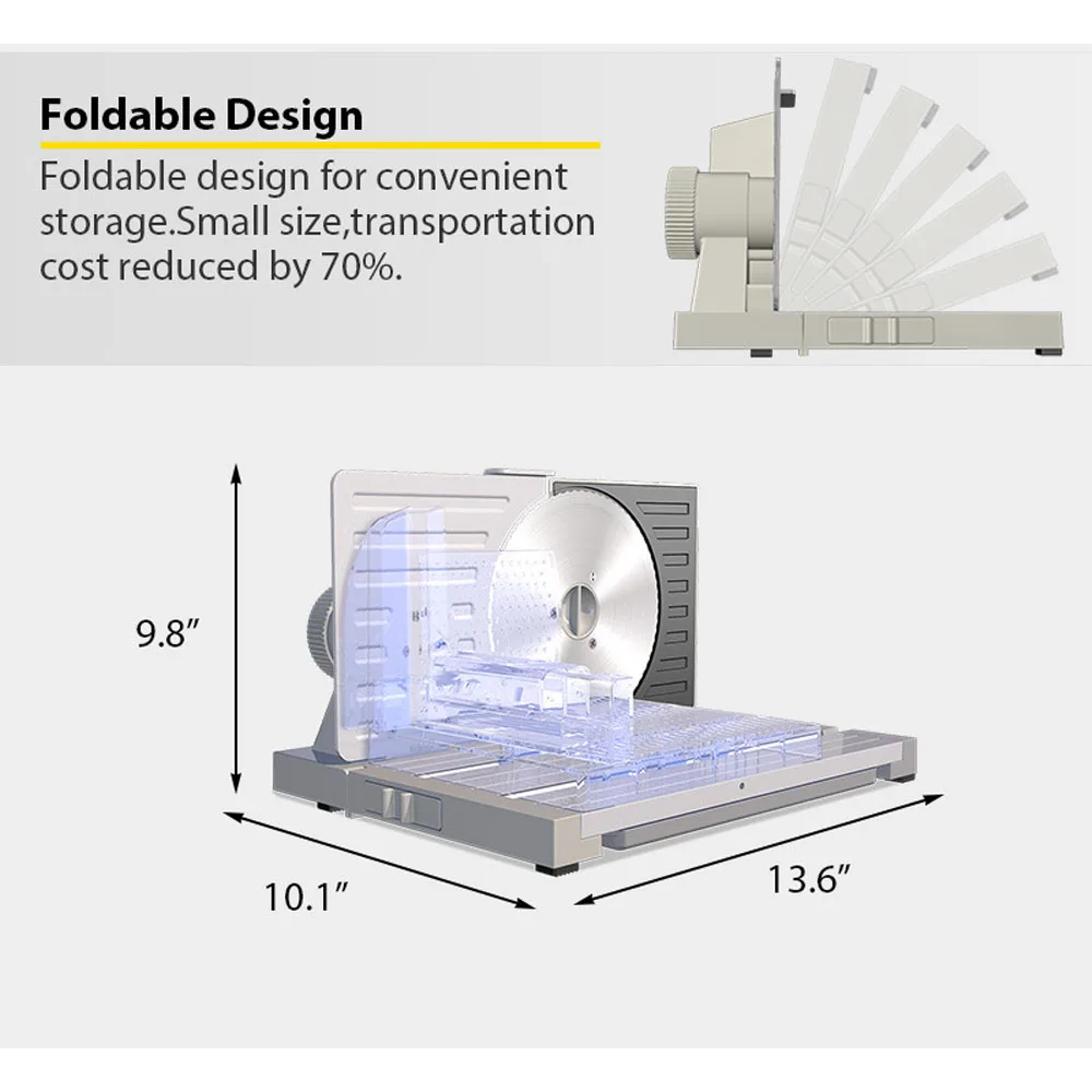 Elektryczny krajalnica do mięsa wielofunkcyjny składany regulowany silnik miedziany krajalnica do mięsa warzywny o grubości 0-18mm
