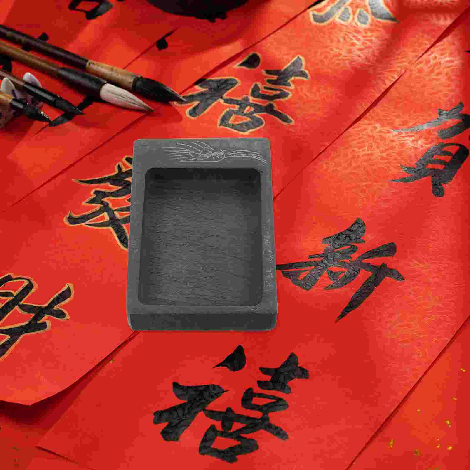 Calligraphy Student Inkstone for Drawing Preserve The Four Treasures of Study Round Grinding Inkslab Painting Writing