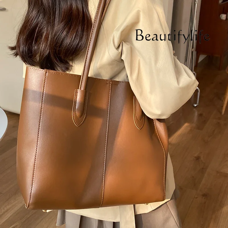 Premium retro tote bag new fashion commuter bag versatile large capacity shoulder bag