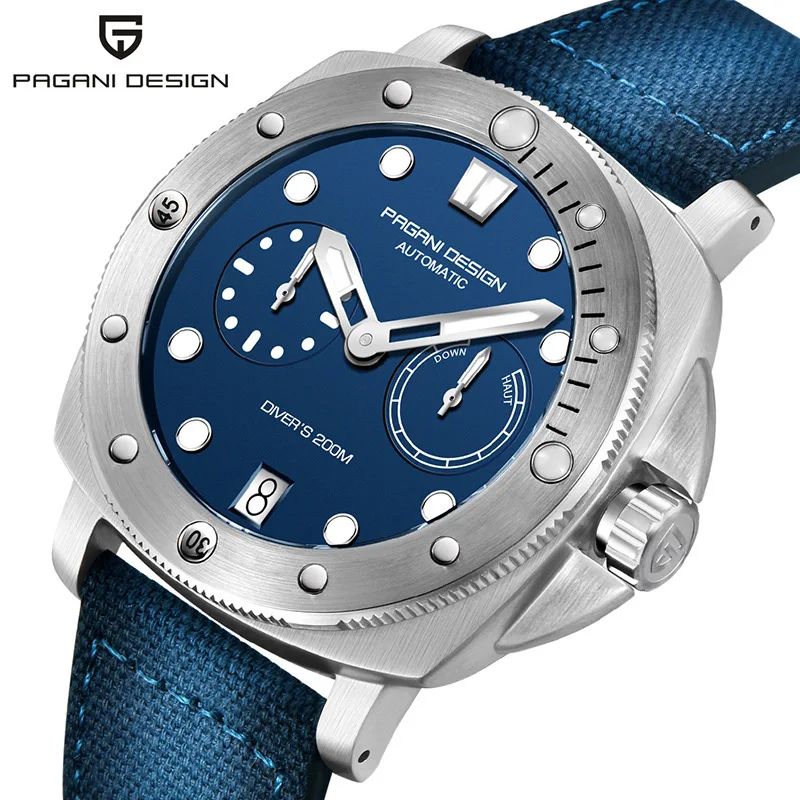 Pagani design masculino relógio mecânico de luxo vidro safira luminoso relógio automático 200m à prova dwaterproof água relógio aço inoxidável para