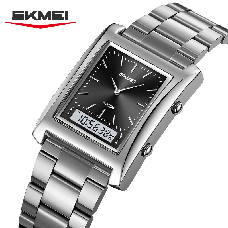 

Мужские спортивные водонепроницаемые часы SKMEI 2571 с LED-дисплеем, кварцевые, из нержавеющей стали, художественные наручные часы, подарок, reloj hombre