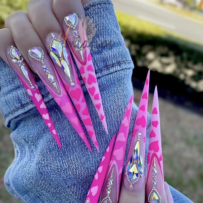 5Xl Extreme Long Stiletto Nails Full Cover Nails Artificial Acrylic False Nail Tips Press on Manicure Tool Accessories