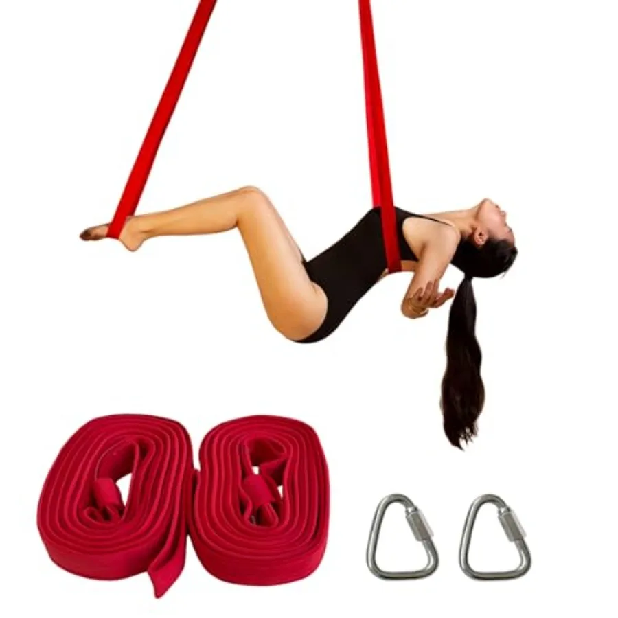 Aerial Gymnastics Circus Loops Kit: Polyester Glitter/No-Glitter 2.75m Round Ropes Pair Silver/Black SGS-Certified with Wrist L