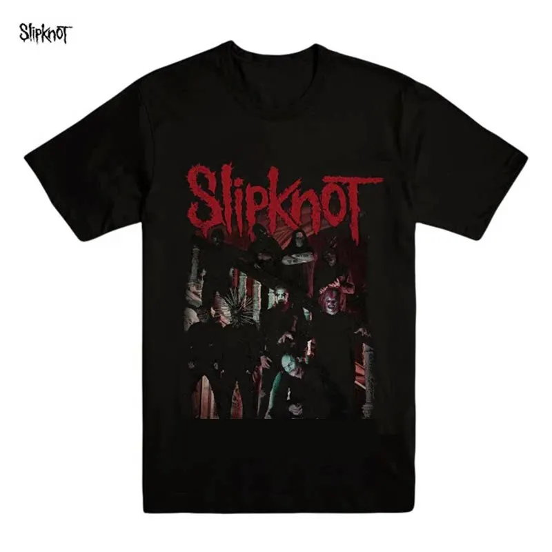 Comic-Stil Slipknot Rockband T-Shirt Baumwolle Grafik-Shirt Herren Damen Sommer Streetwear Top – Detail 2