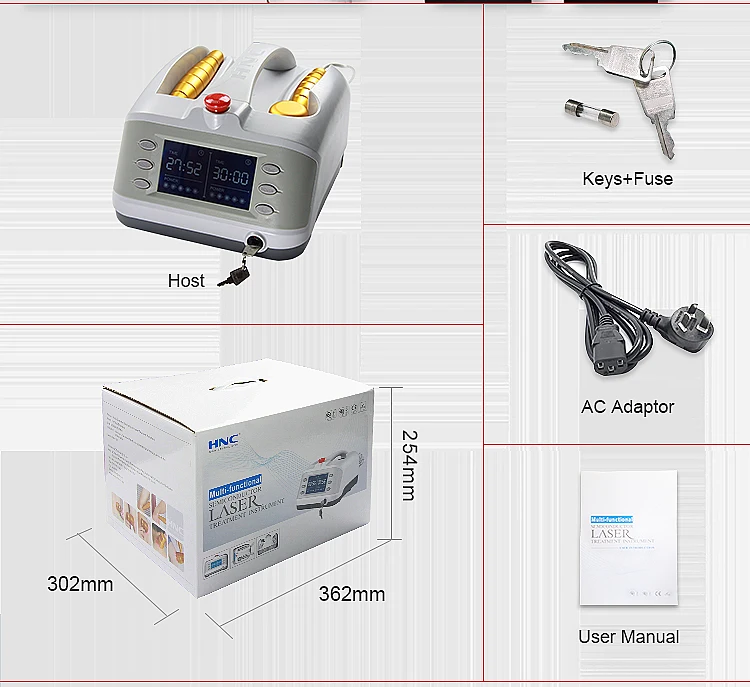 HY-30D cold laser therapy device, 5x808nm+11x650nm, woking for human body muscle pain relief, home care personal use and clinic