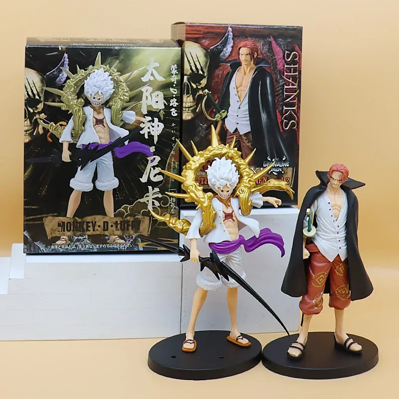 Figurka Anime jednoczęściowa z chwytem Luffy sprzęt 5 zabawek dla dzieci kolekcjonerskie pamiątki dla fanów figurki figurki Manga Model prezent