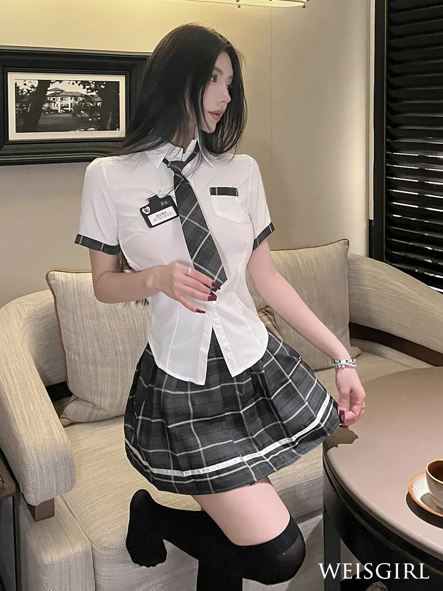 

Sexy Plus Size Campus Pure Desire Cosplay Uniform Seductive Student Suit JK Plaid Sailor Suit Cute College Style