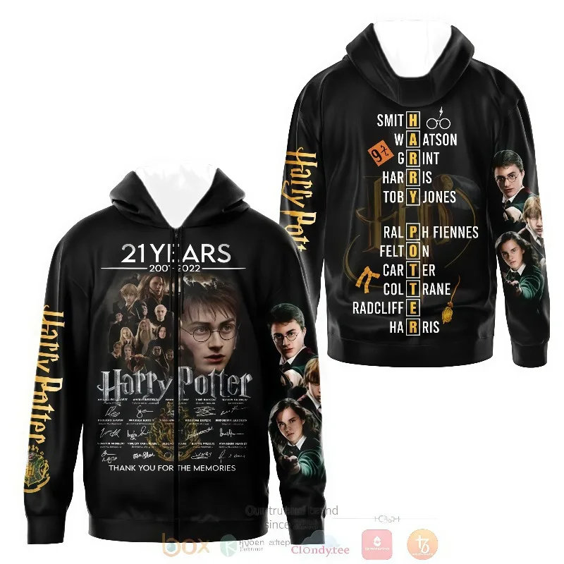 Harry Potter 21e anniversaire sweat à capuche zippé unisexe sports de plein air loisirs mode pour adultes et enfants