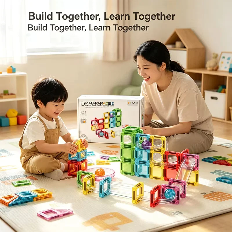 Children's Colorful Window Magnetic Tile Building Block Toy Portable Color Box Set Mini Magnetic Building Block Assembly Toy