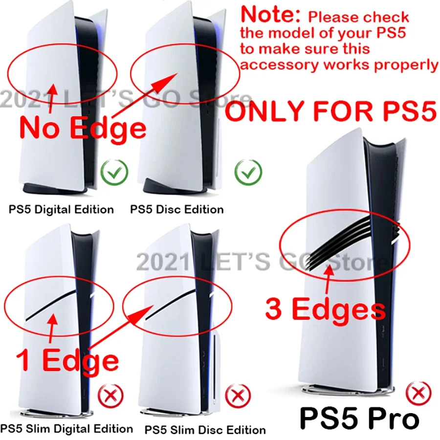 PS5 Slim Cooling Fan With LED Light - Quiet Turbo Fan With Temperature Control For PlayStation 5 Slim Console