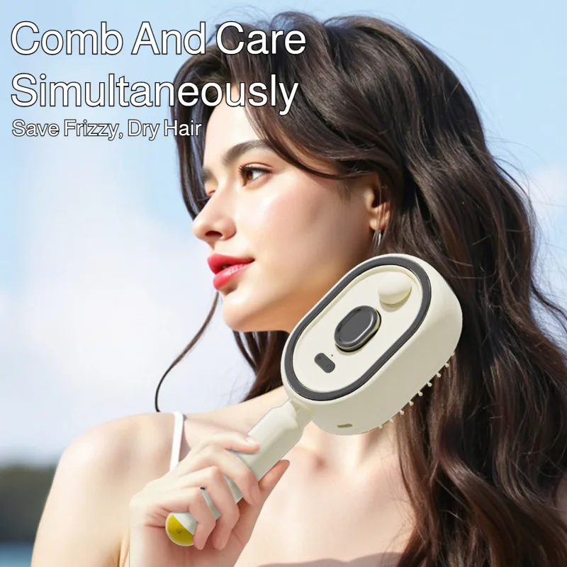 No‑Oil Hair Styling Comb Anti‑Frizz Smoothing Hair Brush Red Light Therapy Gentle Scalp Massager for Daily Hair Care Treatment