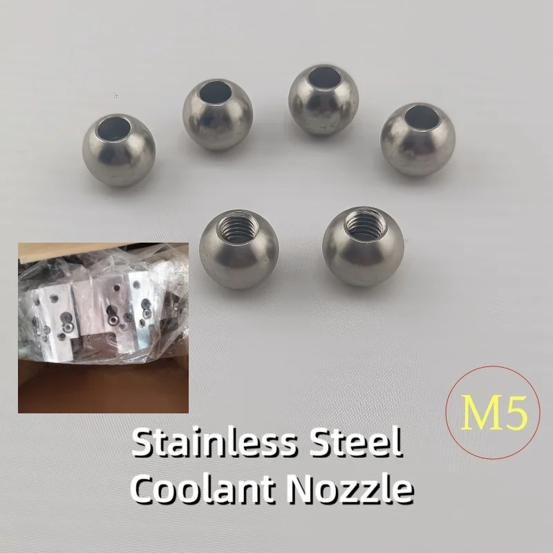 M5 Stainless Steel Straight-hole Nozzle for CNC Machine Tool Holders and Turrets, Female Thread Spout, Internal Thread