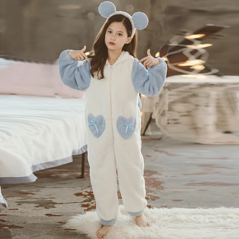 New Sanrio Plush Cinnamoroll Winter Flannel Kids Rompers Girl Boy Toddler Jumpsuit Infant Clothes Pyjamas Child Overalls Gifts