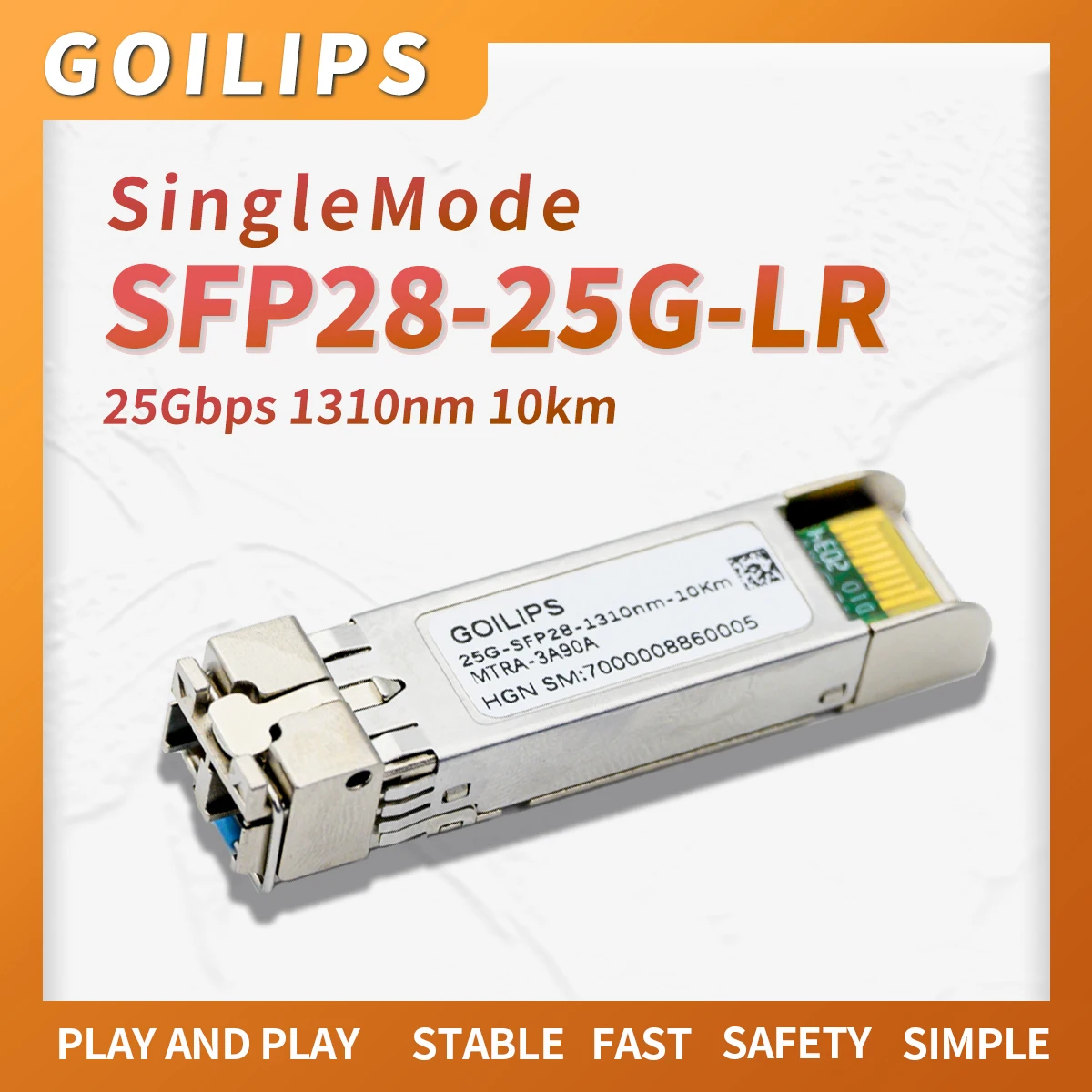 

SFP Module Fiber SFP28-25G-LR1310nm 10km Optical Transceiver SingleMode Duplex LC Conector Compatible with CISCO Ethernet Switch