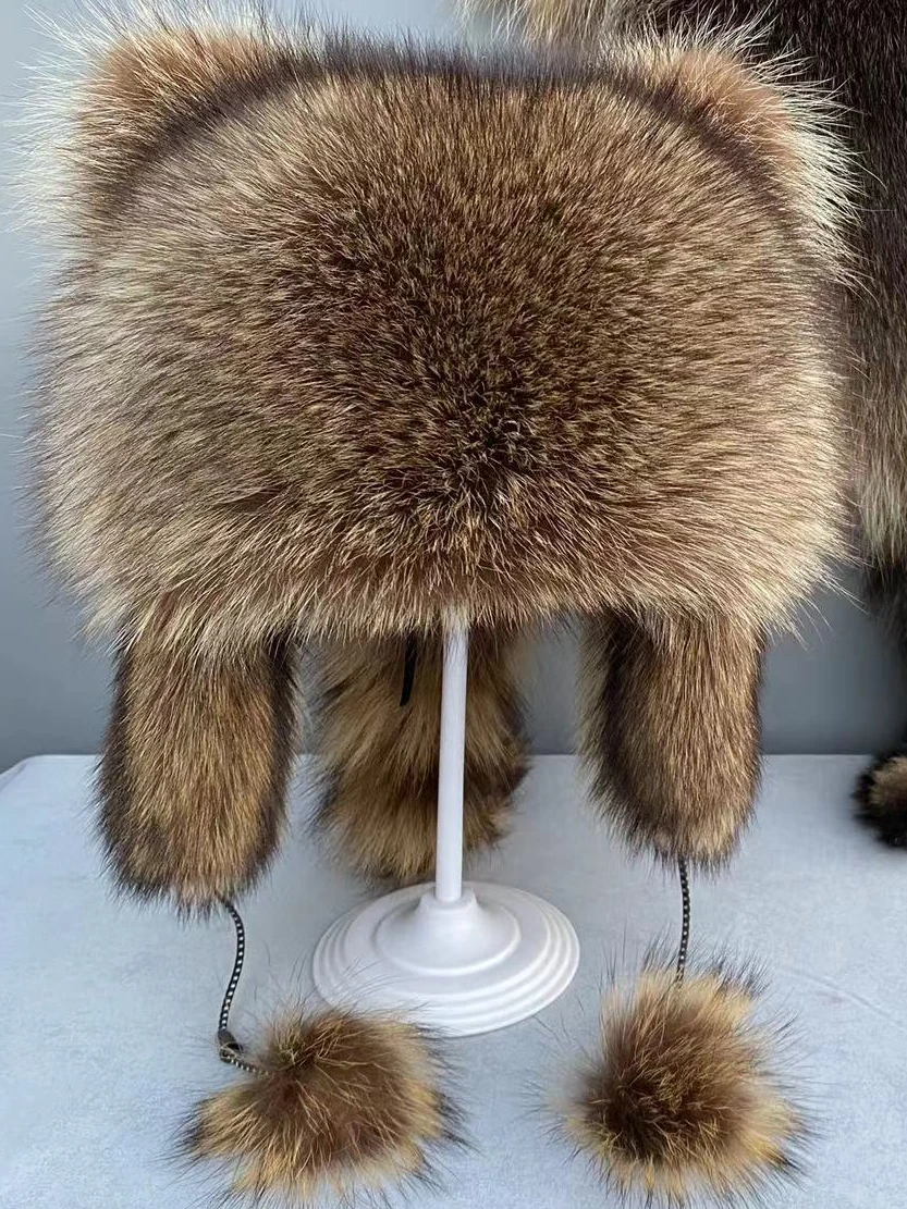 

New recommended winter warm hat boys and girls children fur raccoon hair ear protector personalized hat