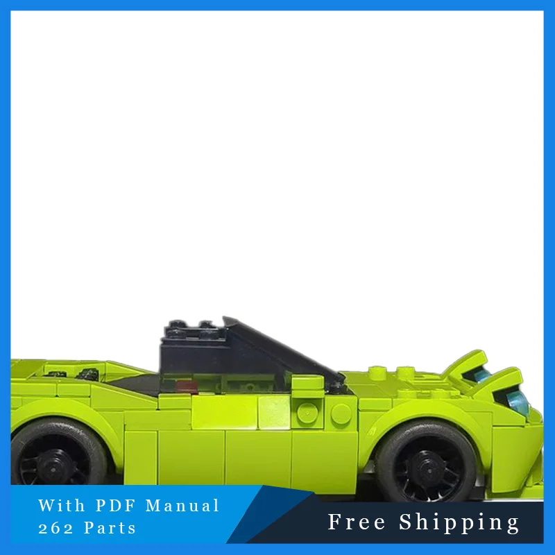 262 peças cidade super carro modular moc luz verde blocos de construção diy montagem bloco de construção modelo aniversário presentes natal 2025