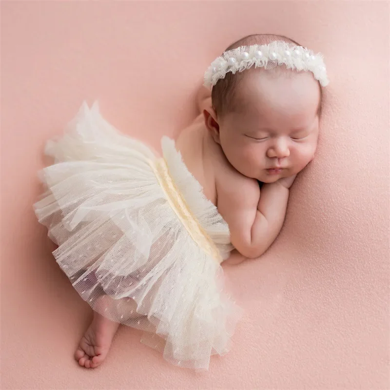 Newborn Baby Girls Photography Clothing Headband+tutu Shirt Multi-colors Studio Shooting Accessories