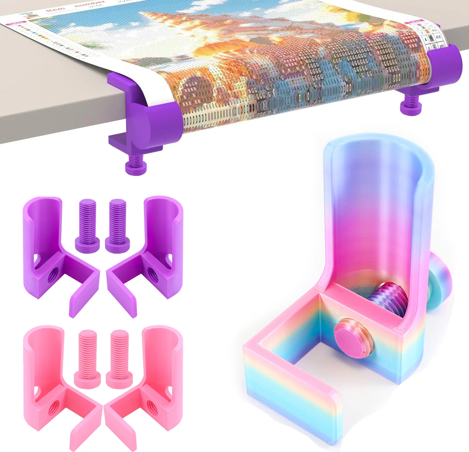 Diamond Painting Canvas Stand - Table Clamp Holder Set, Diamond Art Canvas Roller, Diamond Painting Canvas Roll Assistant