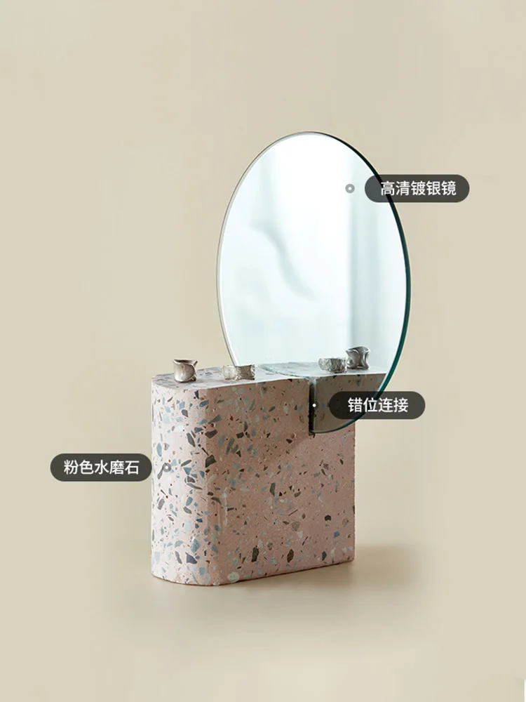 Nordic Creative Table Dressing Mirror Home HD Silver-Plated Mirror Multifunctional Storage Small Cosmetic Mirror