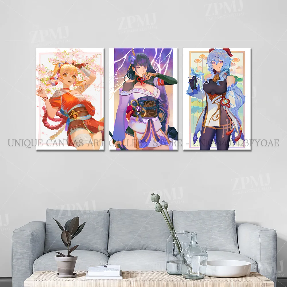 Genshin Impact Wandkunst HD-gedruckte Bilder Kawaii Yae Miko Leinwand Home Decor Gemälde Kein Rahmen Heiße Spielplakate für Wohnzimmer – Detail 2