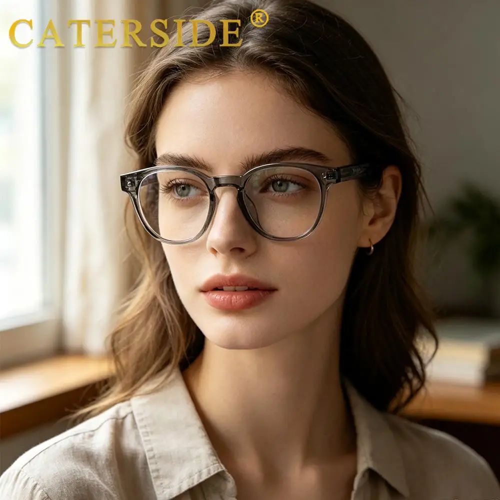 CATERSIDE Retro Herren-Brillenhalter Tr-90 Quadratische Modische Anti-Blaulicht-Brille Damen Business Freizeit Urlaubsgeschenk Brille – Detail 4