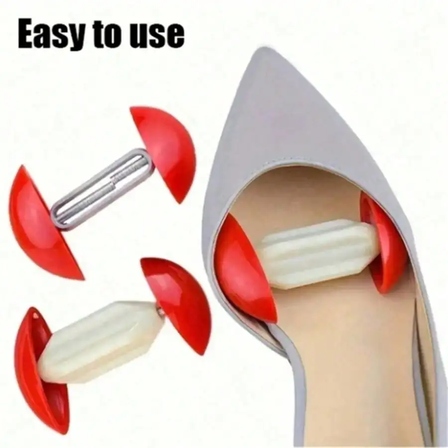 

1 пара мини-носилок для обуви, удлинитель регулируемой ширины, подставка для пальцев ног, портативная пластиковая растяжка для обуви против морщин, простая в использовании