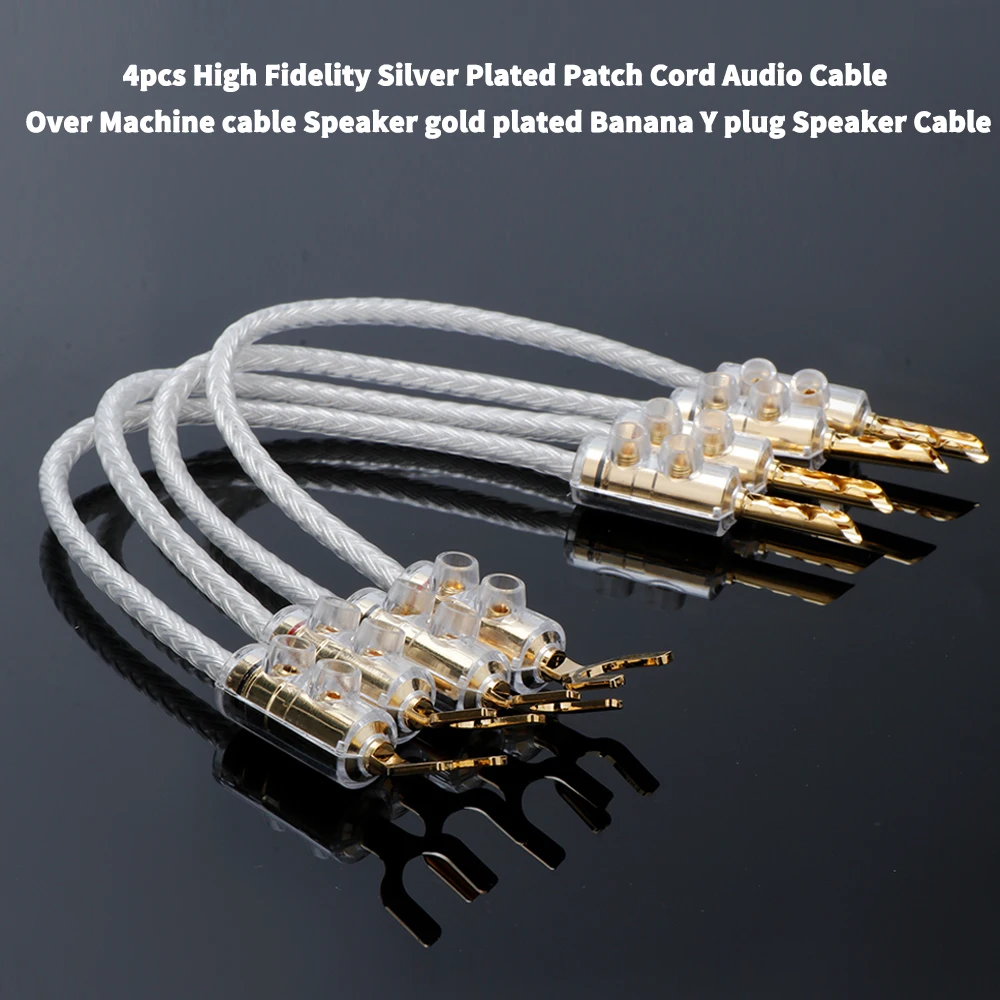 Preffair High Purity Silver Plated Jumper Bridge Cable HIFI Over Machine cable with gold plated Banana/Y plug for Speaker