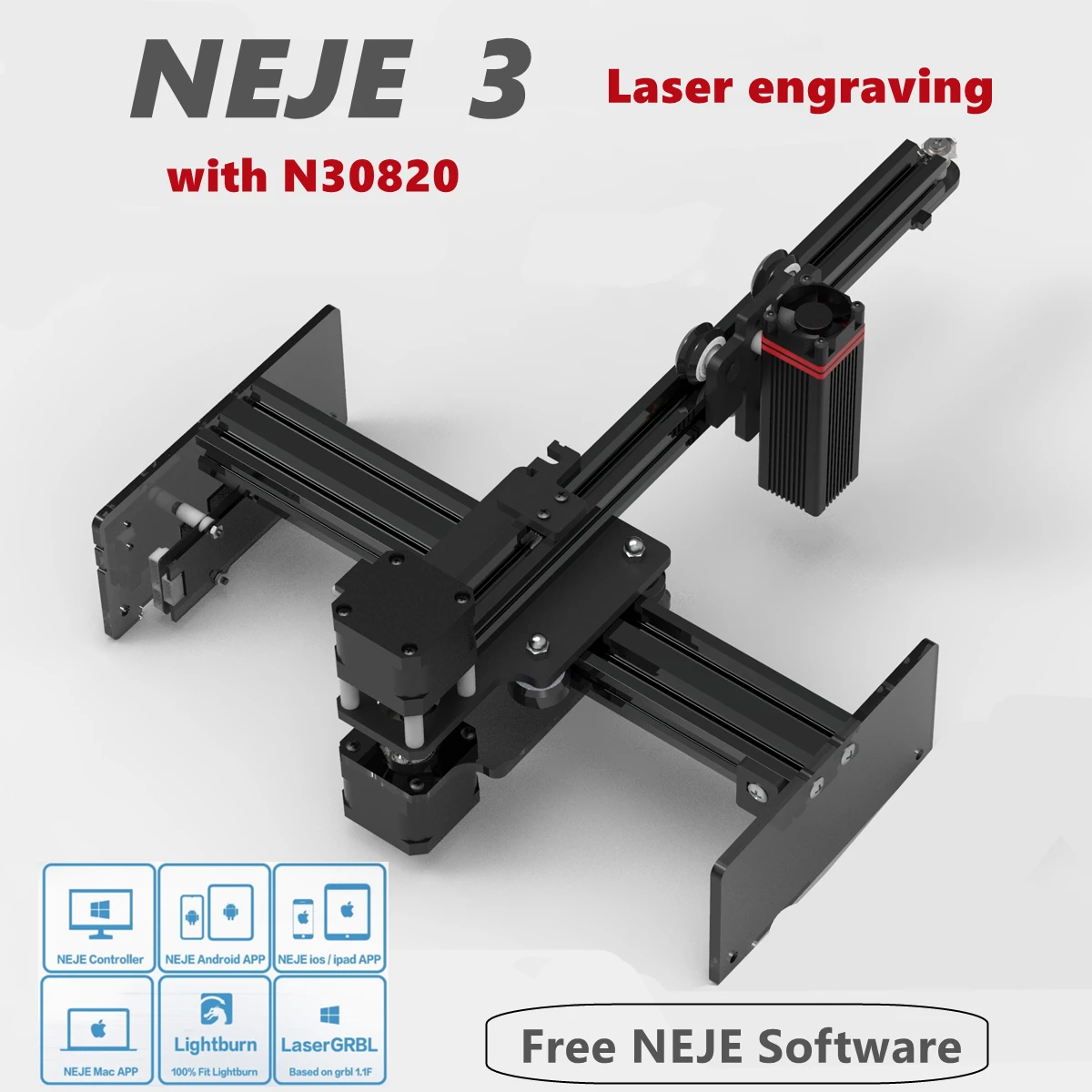 NEJE 3 N30820 CNC 40W Laser Wood Cutter Engraver Cutting Machine Mini 3D Printer Profession with Lightburn Bluetooth APP Control