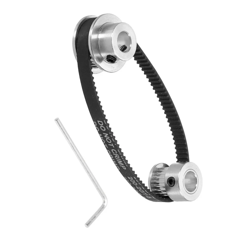 20 Tooth and 30 Tooth Timing Pulleys 8mm Bore Aluminum Synchronous Wheels with 200mm Belt and Installation Wrench