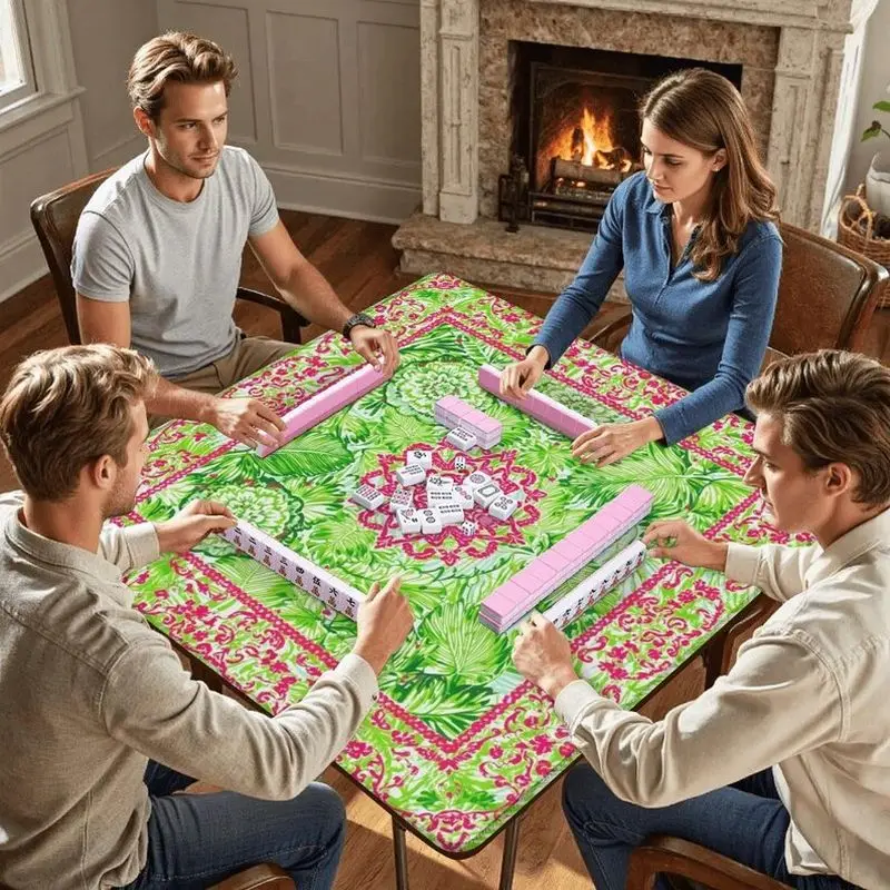 VIKAMA Boho Mandala Mahjong Mat Anti Noise Non Slip Rubber Pad Portable Washable American Mah Jongg Birthday Gift For Ladies