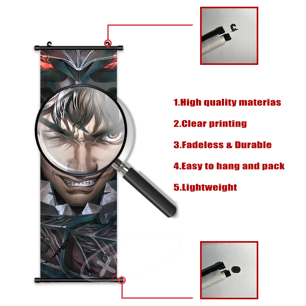Dark Fantasy Anime Berserk Hängende Malerei Wandkunst Guts Figuren Schriftrollen Bild Druck Leinwand Poster Home Decor Wohnzimmer – Detail 6