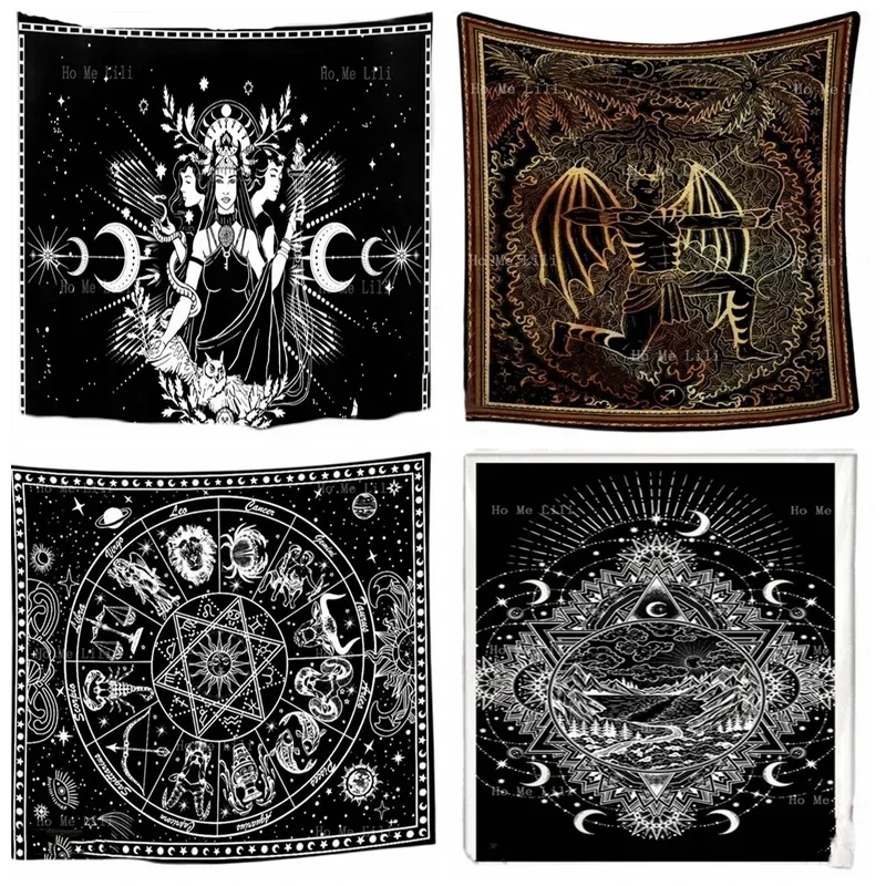 

Черно-белый Таро Зодиак Богемная Астрология Луна Солнце Звезды Настенный Винтаж Искусство Гадание Стрелец Знак Зодиака