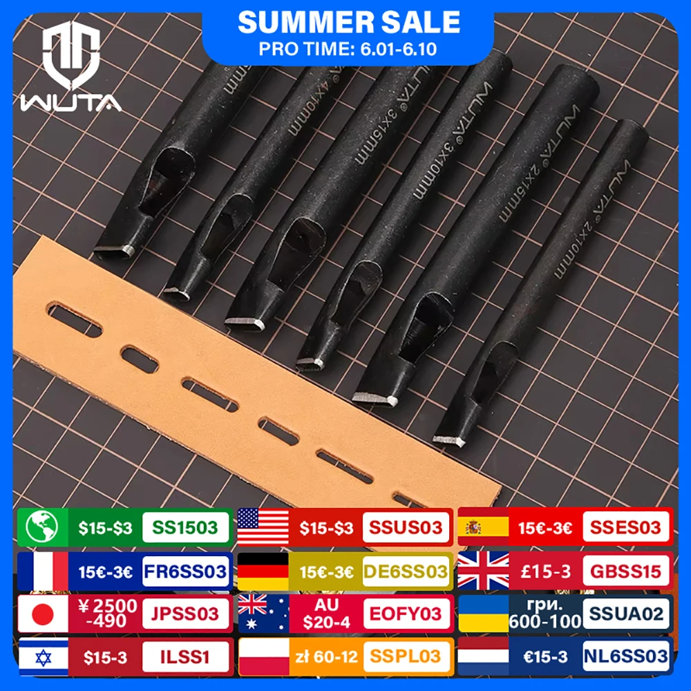 WUTA série de base 3-7 pièces ensemble d'outils de poinçonnage en cuir Oblong perforateur de trous de ceinture ovale bracelet de montre poinçons creux plats outils d'artisanat de bricolage