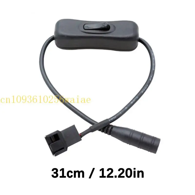 DC5521 auf 4-poliges PC-Lüfter-Verlängerungskabel mit Netzschalter und universeller Kompatibilität aus 310 mm PVC-Material