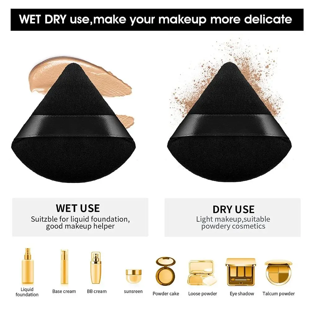 1PC New Soft Cotton Triangle Powder Puff Washable Velvet Sponge Face Powder Puff Face Cosmetics Puff Makeup Accessories