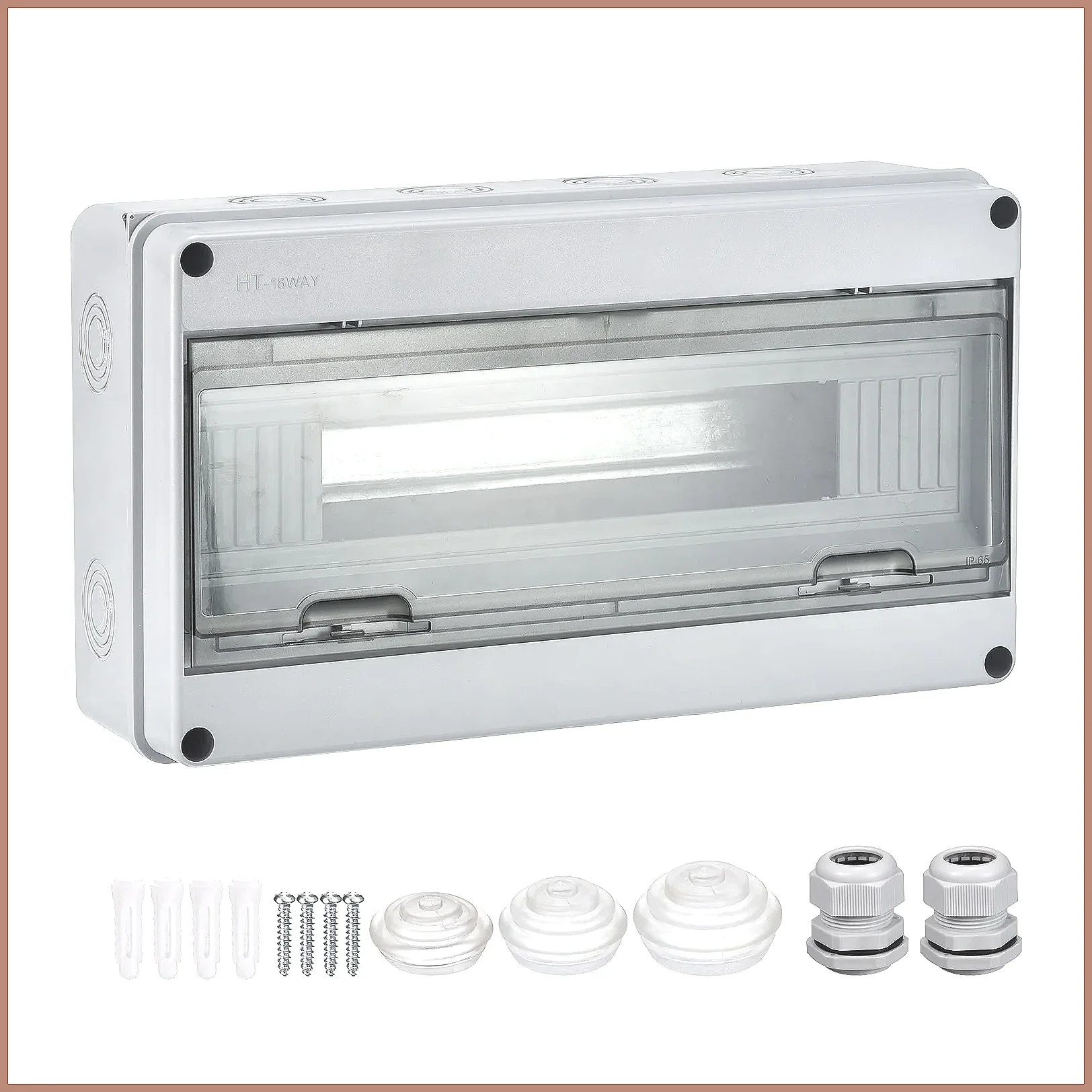 Waterproof Plastic Distribution Box HT-5/8/15/18 IP65 MCB Panel Mount Junction Box for Circuit Breaker Outdoor Indoor