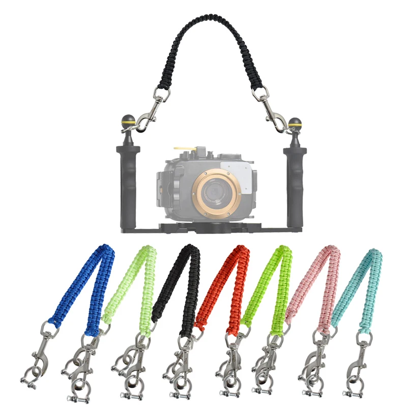 Tali pegangan selam Scuba, tali Lanyard pembawa Gopro Sony Canon Nikon wadah kamera, dudukan lampu, fotografi bawah air