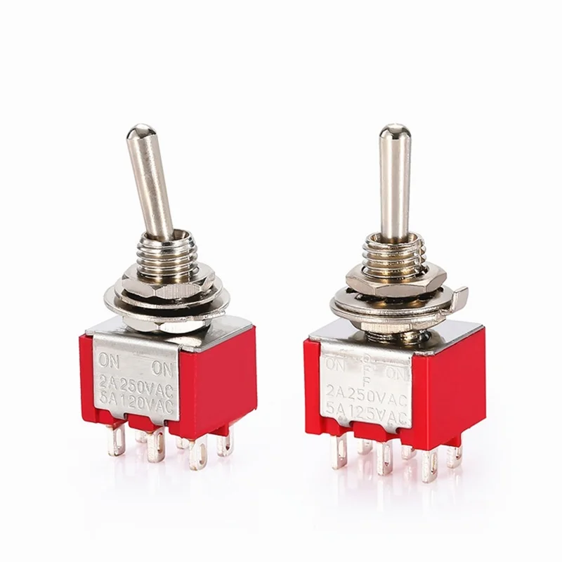 

MTS-202 MTS-202A1 6MM Red ON ON DPDT 6Pins 3A 250VAC Waterproof Toggle Switches With Solder Terminal