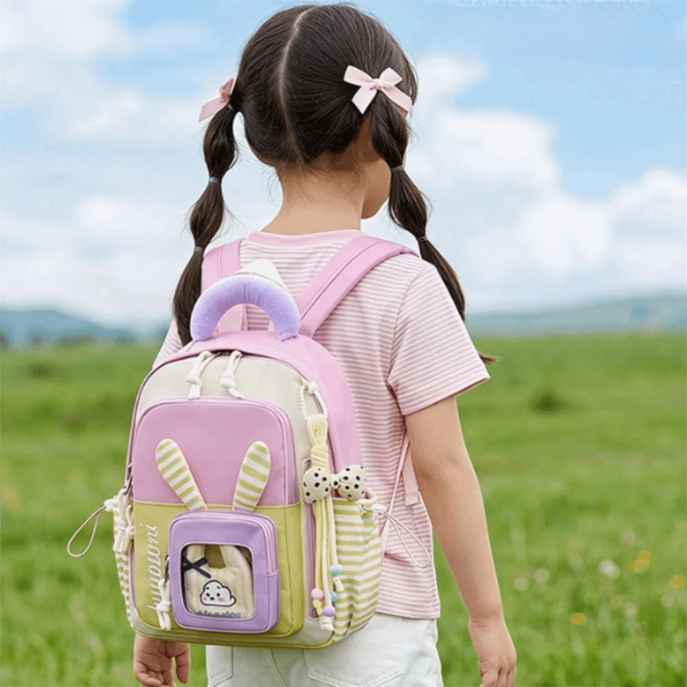 Lightweight Fabric Backpack Soft Material Layered Storage Space Preschool Shoulder Bag Easy To Wipe Clean