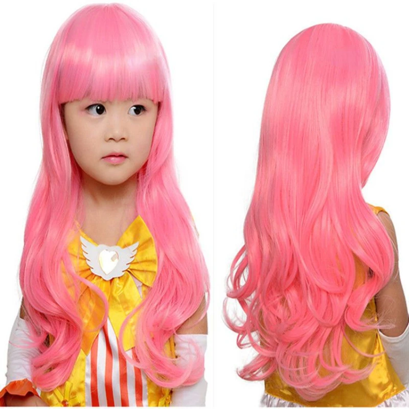 Kids Blonde Red Blue Purple Wigs Baby Golden Hair Accessories Aureate Stage Performances Toupee Children Head Covering for Girls