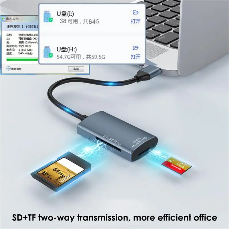 Lector de tarjetas de memoria RYRA 2 en 1 SD/TF 4,0 tipo C a lector SD/TF para Macbook PC portátil accesorios para teléfono móvil USB-C HUB