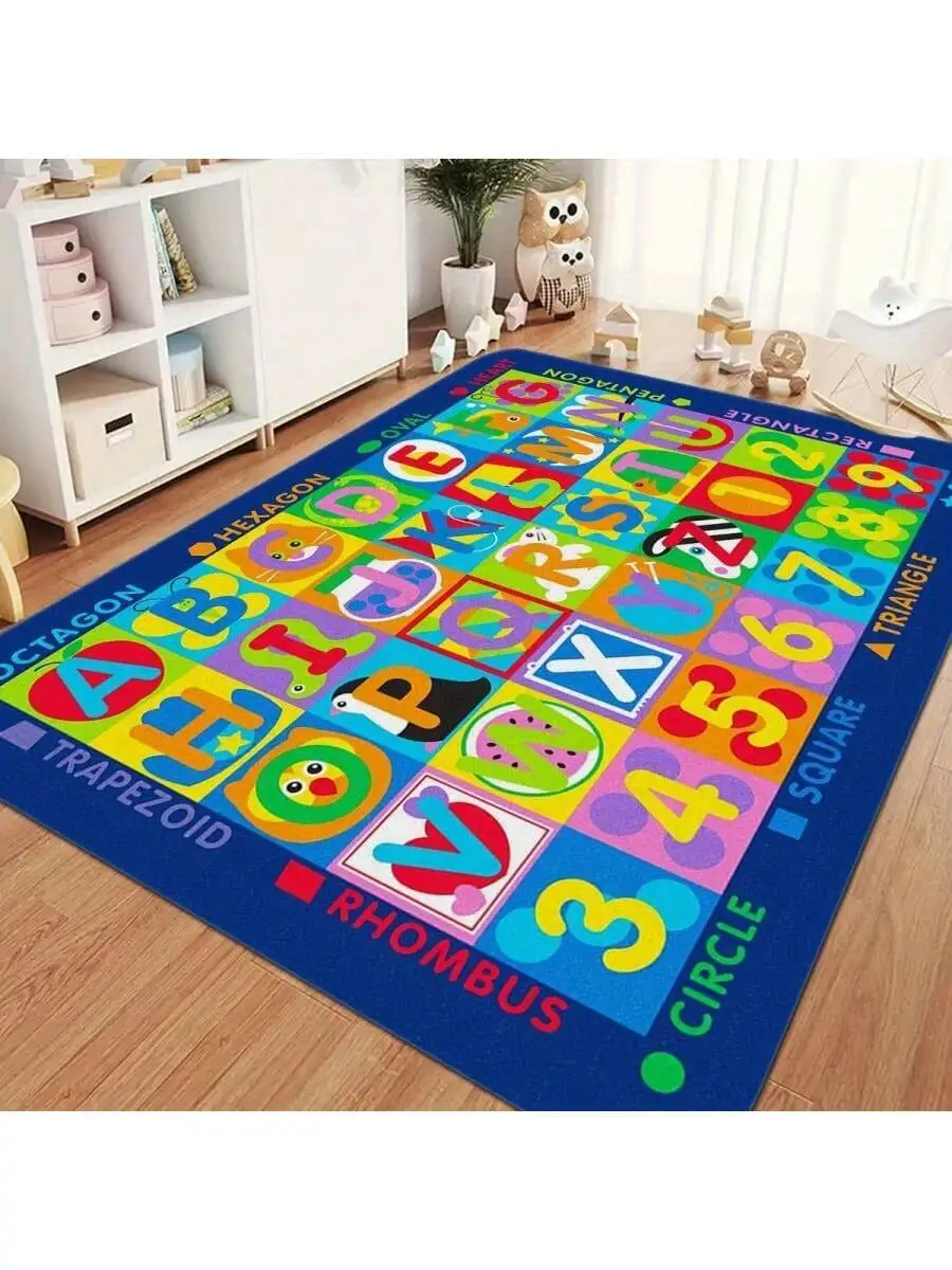 1PC  Play Rug ABC Educational Area Rug, Alphabet Numbers Animal Seasons And Shapes Learning Play Carpet For Playroom Nursery  Ch